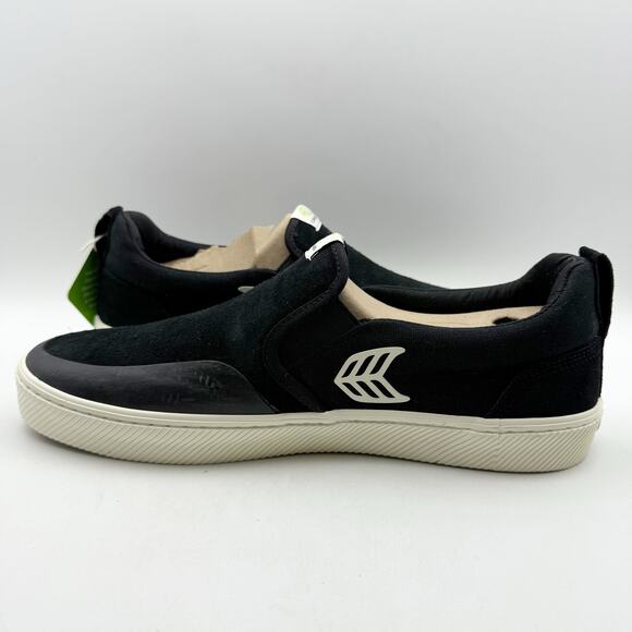 Cariuma Mens Slip On Pro Low Sneakers US 12.5 M EU 46 Black Ivory Suede NIB - Picture 7 of 12